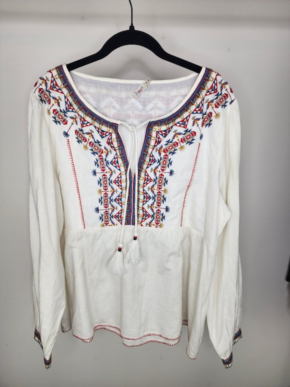 Faherty Maisie Embroidered Linen Blend Top White Feather Flock Size XL - Picture 4 of 11